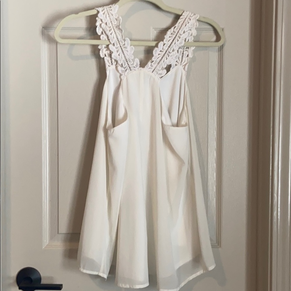 Flowy White Lace Racerback Tank - Picture 3 of 3